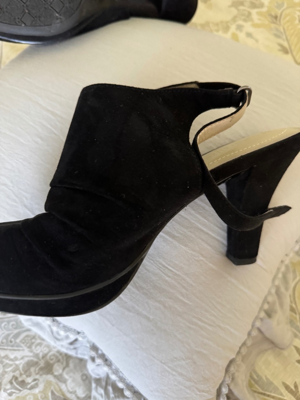 Black suede heels